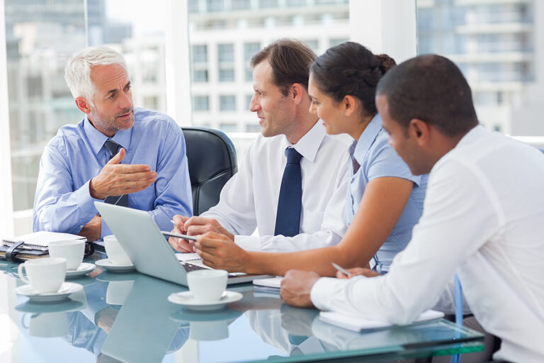 A group of people in business meeting